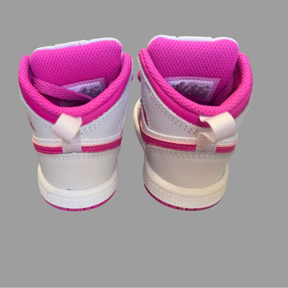 Air Jordan 1 Mid Toddler Sneakers | Size 4 | Pink & White | Like New - Picture 3 of 4